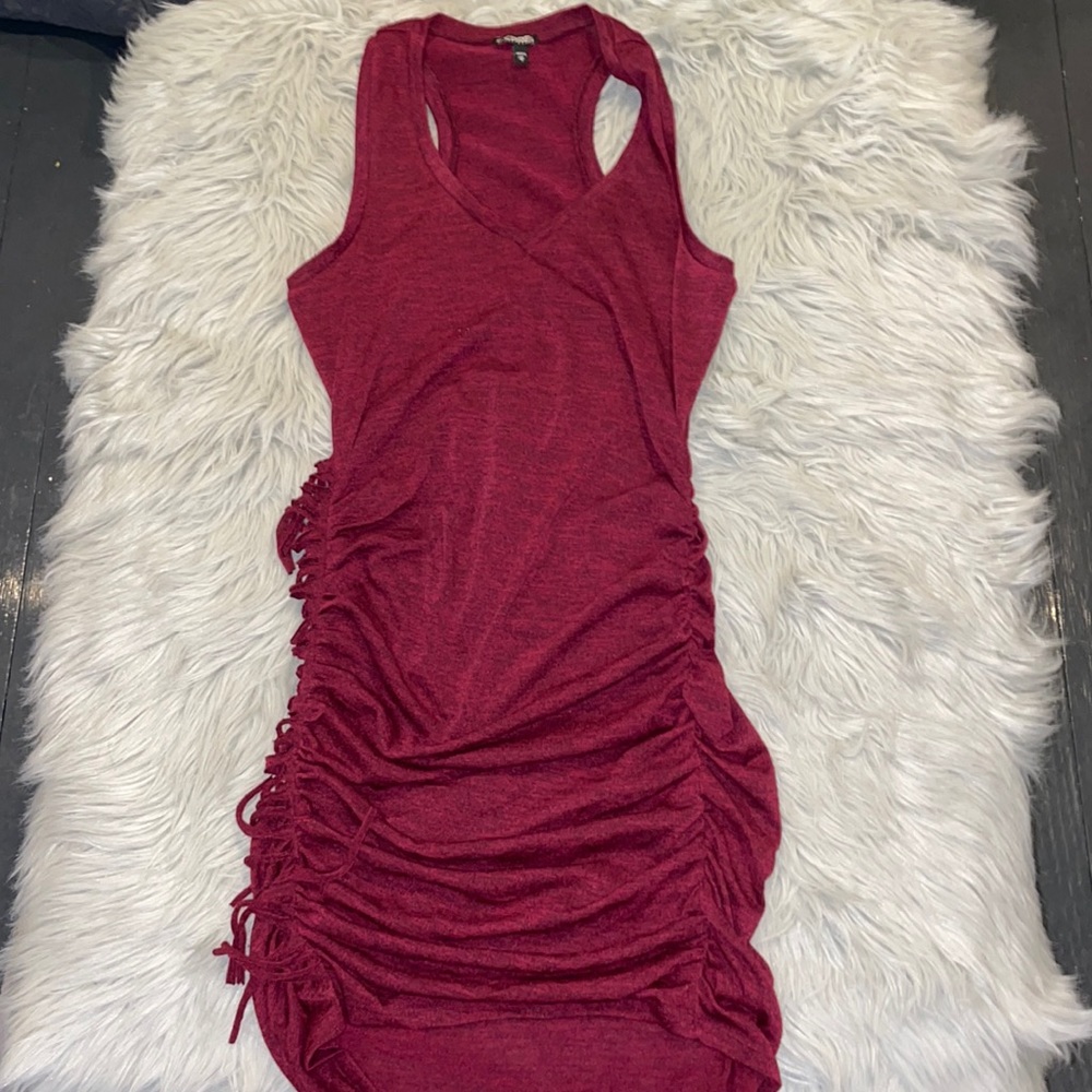 Express Maroon Colored V Neck Sleeveless Midi Dress, size M